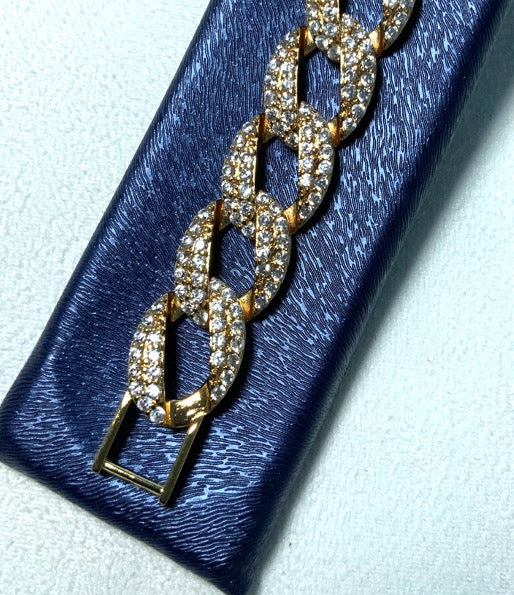 Bracelet Chain Style Yellow Color Cubic Zirconia Cuban Design