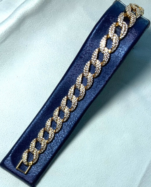 Bracelet Chain Style Yellow Color Cubic Zirconia Cuban Design