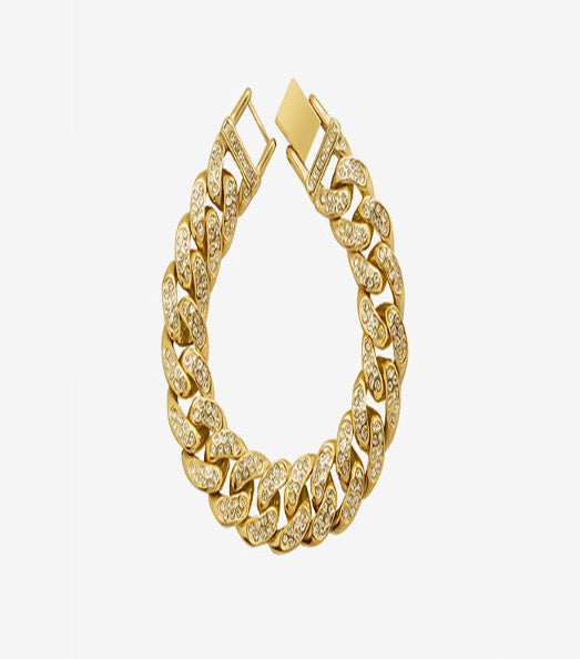 Bracelet Chain Style Yellow Color Cubic Zirconia Cuban Design