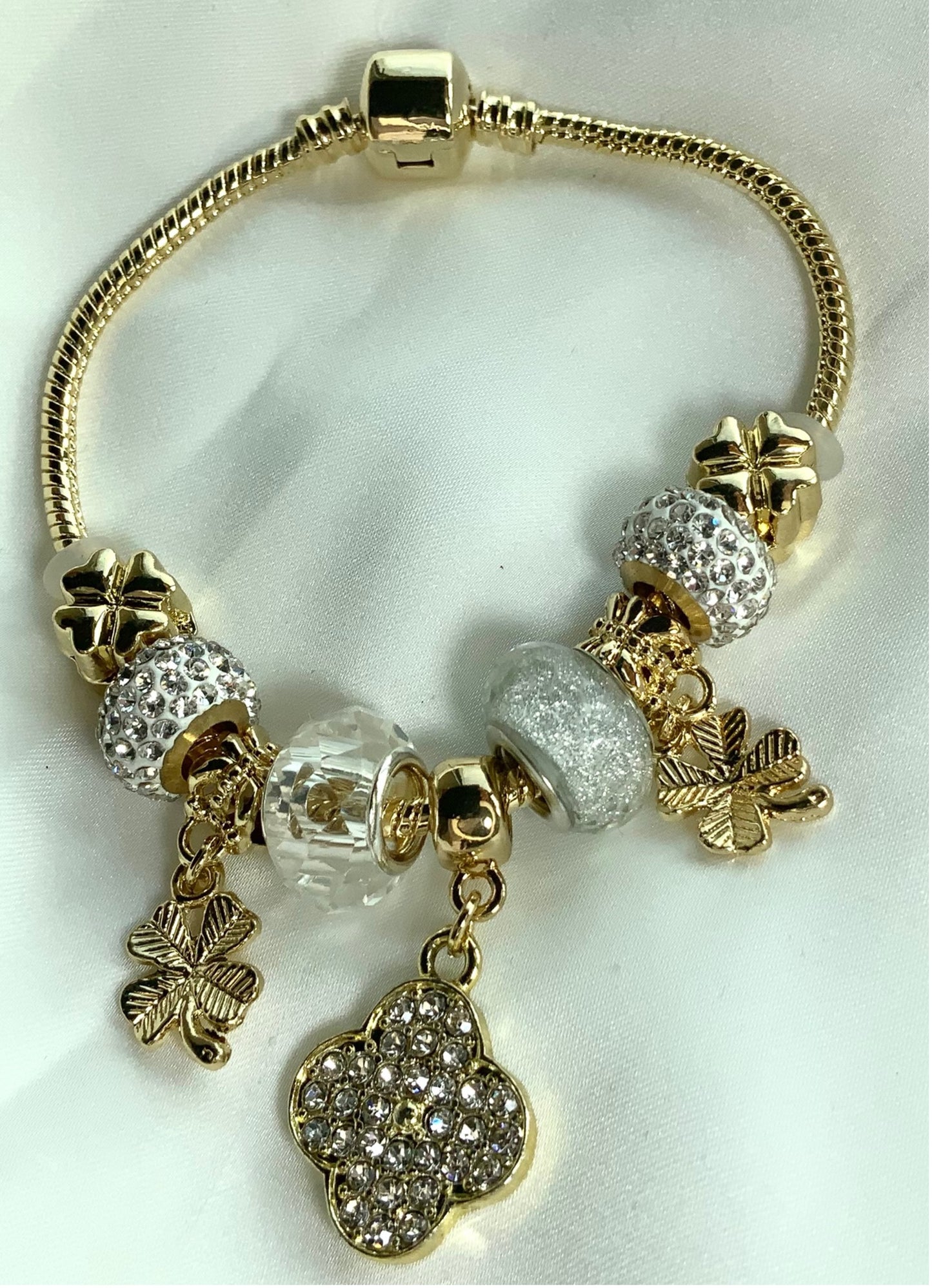 Woman Charm Bracelet Girl Bangle Gold Color Flowers Zircon Adjustable bangle Bracelet