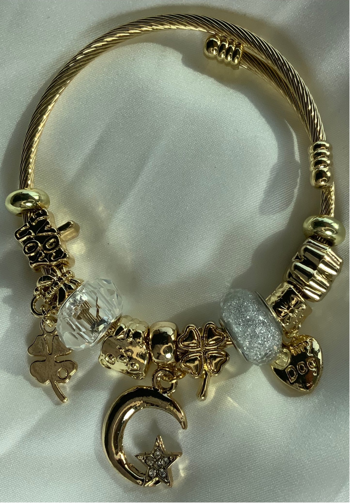 Woman Charm Bracelet Girl Gold Color Star Crescent Zircon adjustable Rhinestones Bangle Bracelet