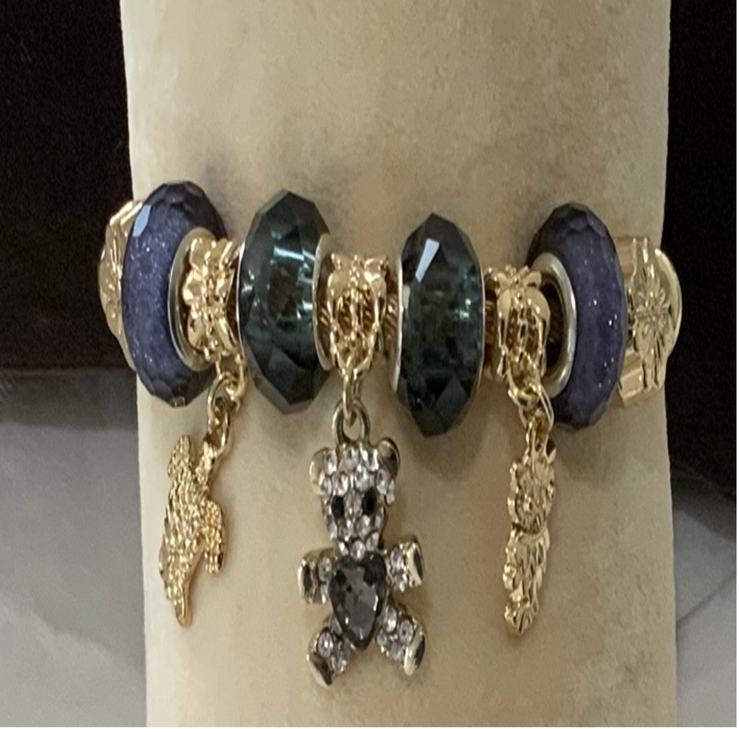 Woman Charm Bracelet Gold Color Bear Turtle Owl Dark Crystal Zircon Adjustable Bangle Bracelet