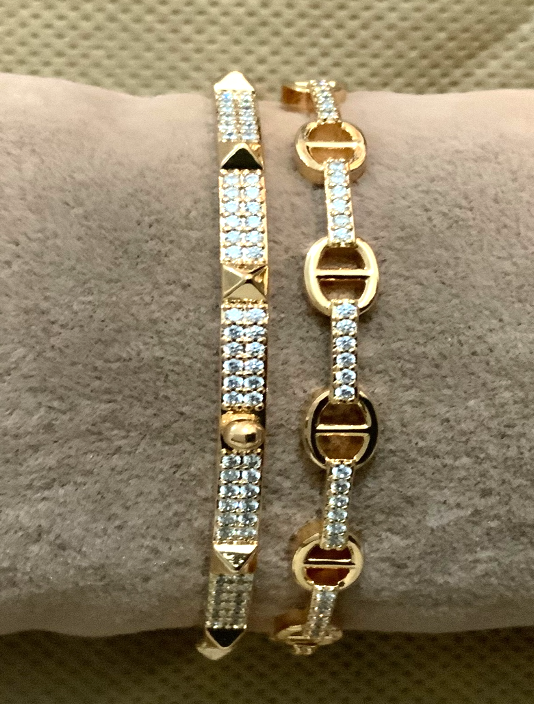 Great Gift Jewelry Set 4 pieces Bracelet Necklace Earrings Ring Butterfly Design Yellow Pink Gold Colour Diamond Zircon Gift box