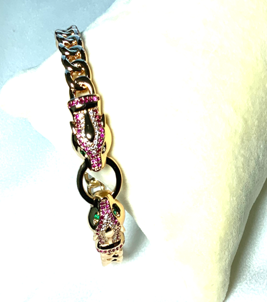 Great Gift Jewelry Set 4 pieces Bracelet Necklace Earrings Ring Star Snake Ruby Style Yellow Gold Colour Diamond Zircon Gift box