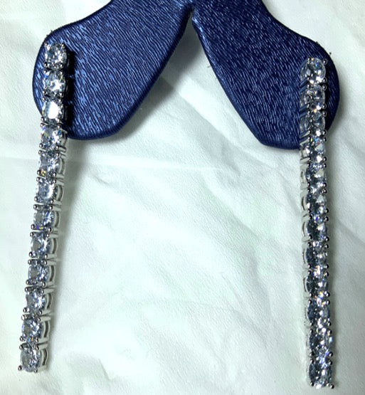 Earrings 12 Cubic Zircon White Gold Color 3AAA Long Classic Design