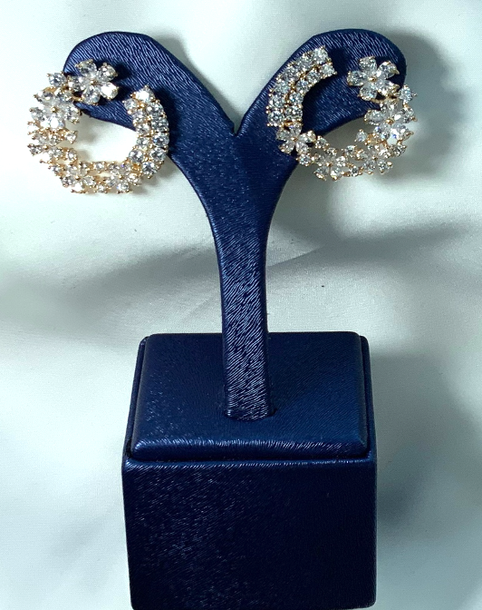 Earrings Designer Style Flowers Yellow Color Gold Zircon 3AAA