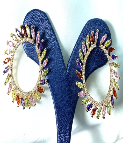 Boucles d'Oreilles Créateur Style Cercle Forme Or Couleur Zircone