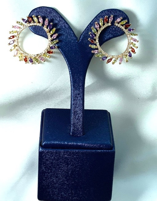 Boucles d'Oreilles Créateur Style Cercle Forme Or Couleur Zircone