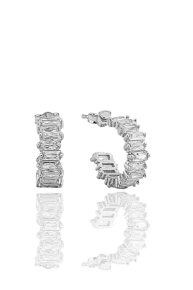 Earrings Hoops Designer Style Gold White Color Cubic Zircon