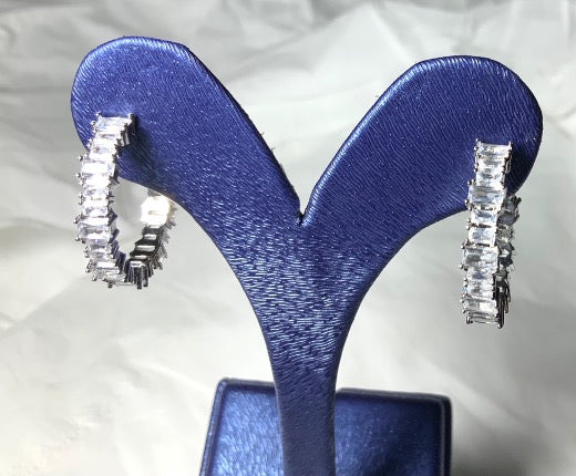 Earrings Hoops Designer Style Gold White Color Cubic Zircon