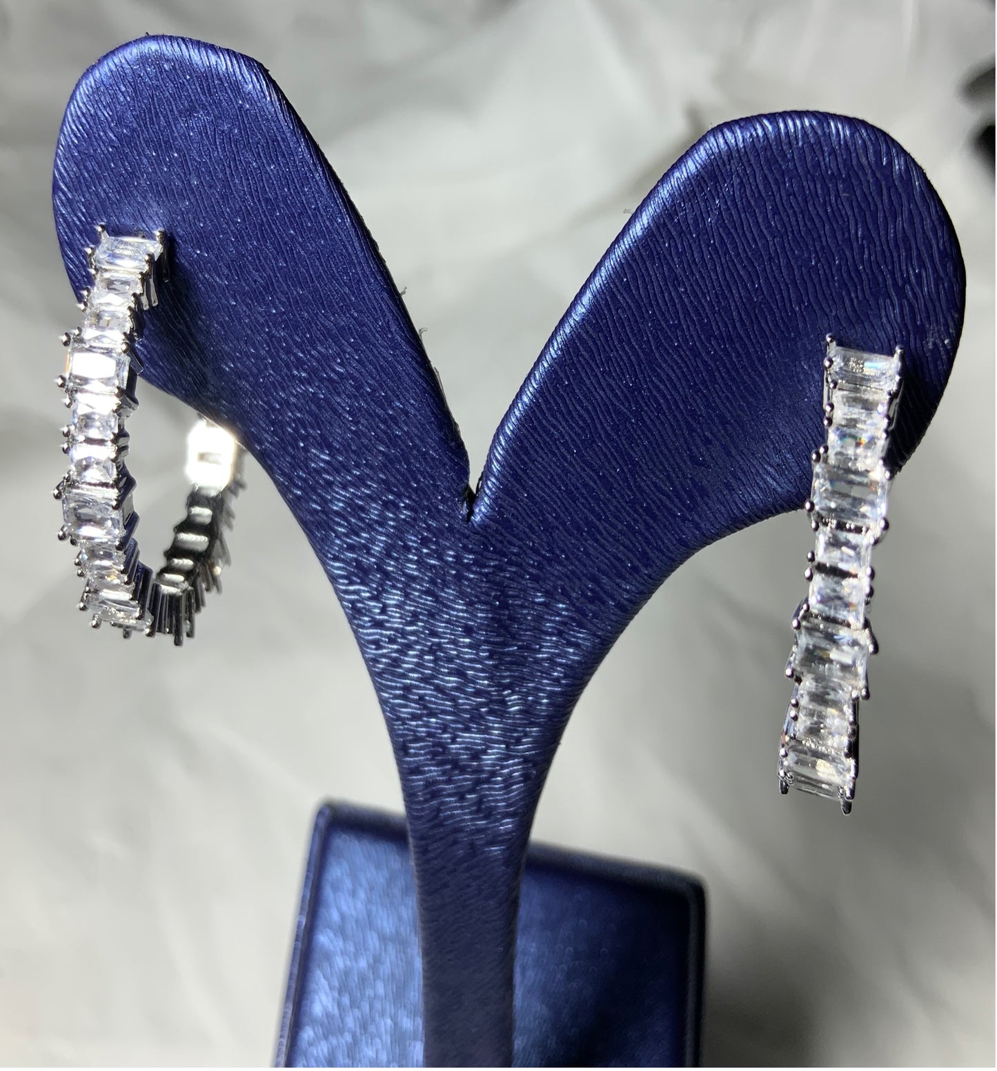 Earrings Hoops Designer Style Gold White Color Cubic Zircon