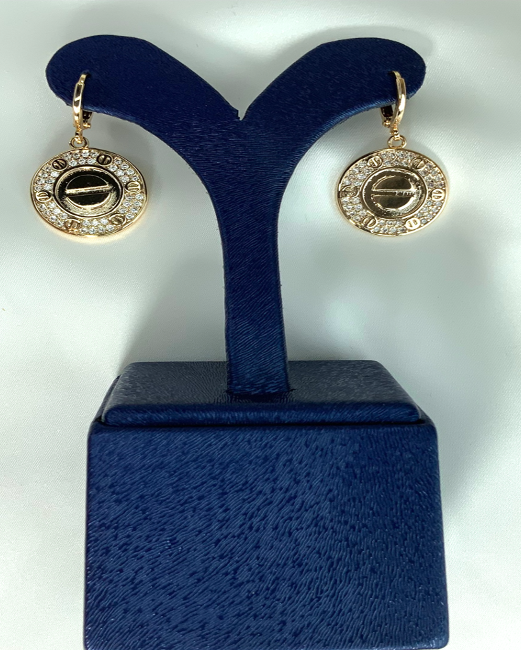 Earrings Leverback style Gold Color with Zircon Rhinestones