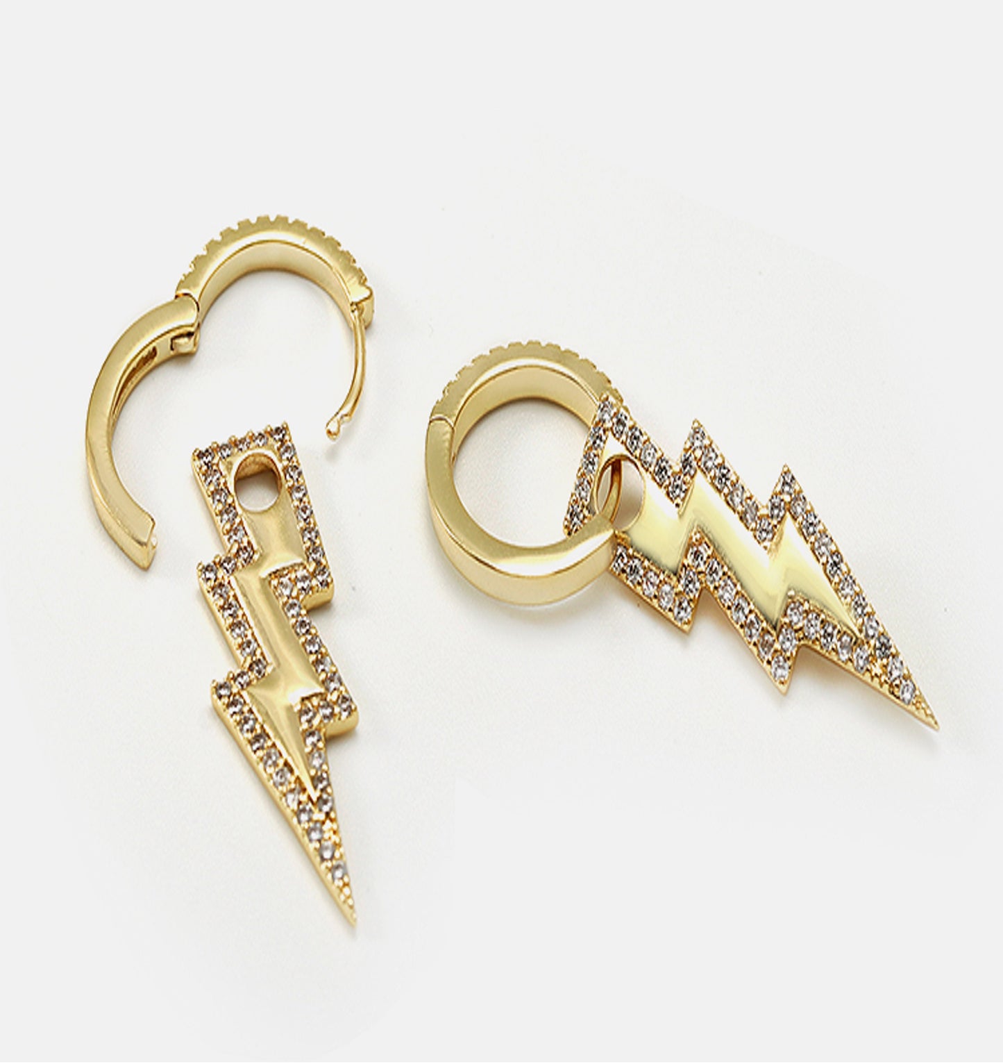 Earrings Lightning Style Yellow Color Gold Zircon