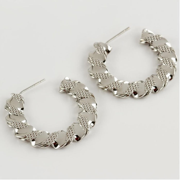 Earrings Retro Semicircular Yellow Gold Color