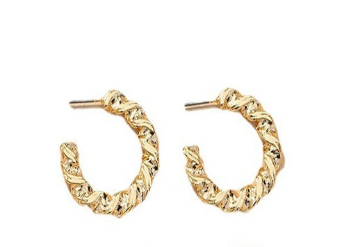 Earrings Retro Semicircular Yellow Gold Color