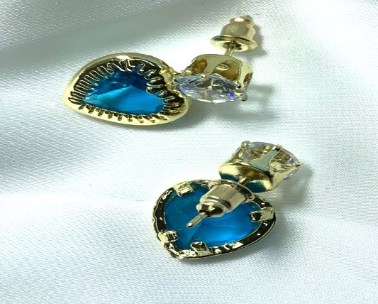 Earrings Stud Topaz Stones Gold Color Zirconia