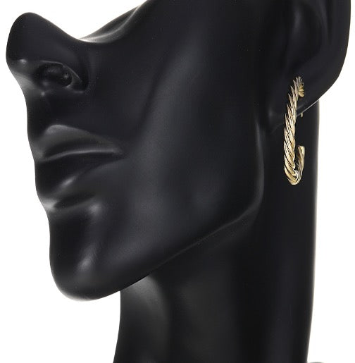 Earrings Twisted Hoops Gold Color Silver S925