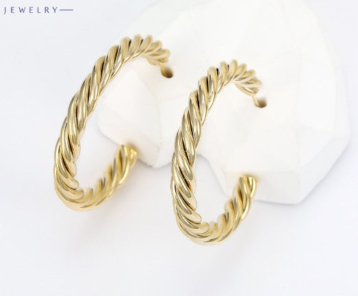 Earrings Twisted Hoops Gold Color Silver S925