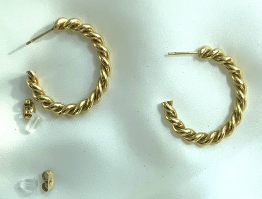 Earrings Twisted Hoops Gold Color Silver S925