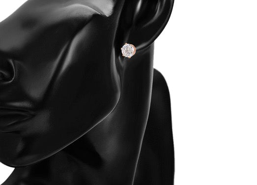 Earrings Stud Zircon 7MM Yellow Gold Plated