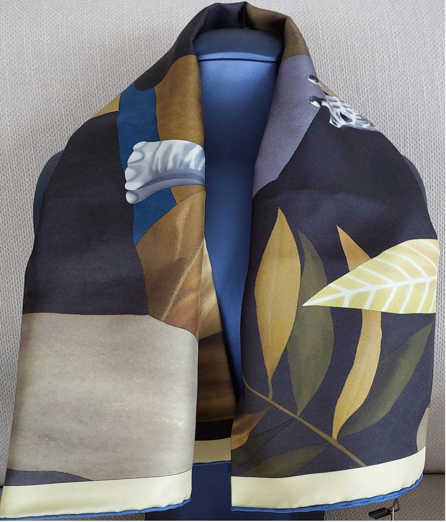 Great Gift 2PCS for Woman Silk Scarf and Zirconia Brooch Animal Print Brown Grey Colors Box Packaging