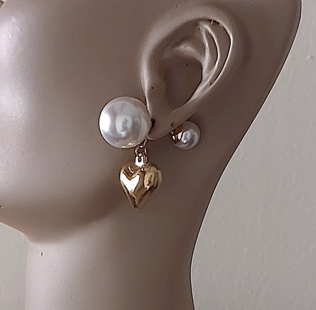 Great Gift Jewelry Set 4 pieces Bracelet Necklace Earrings Ring Pearl Heart Love Shape Gold Colour