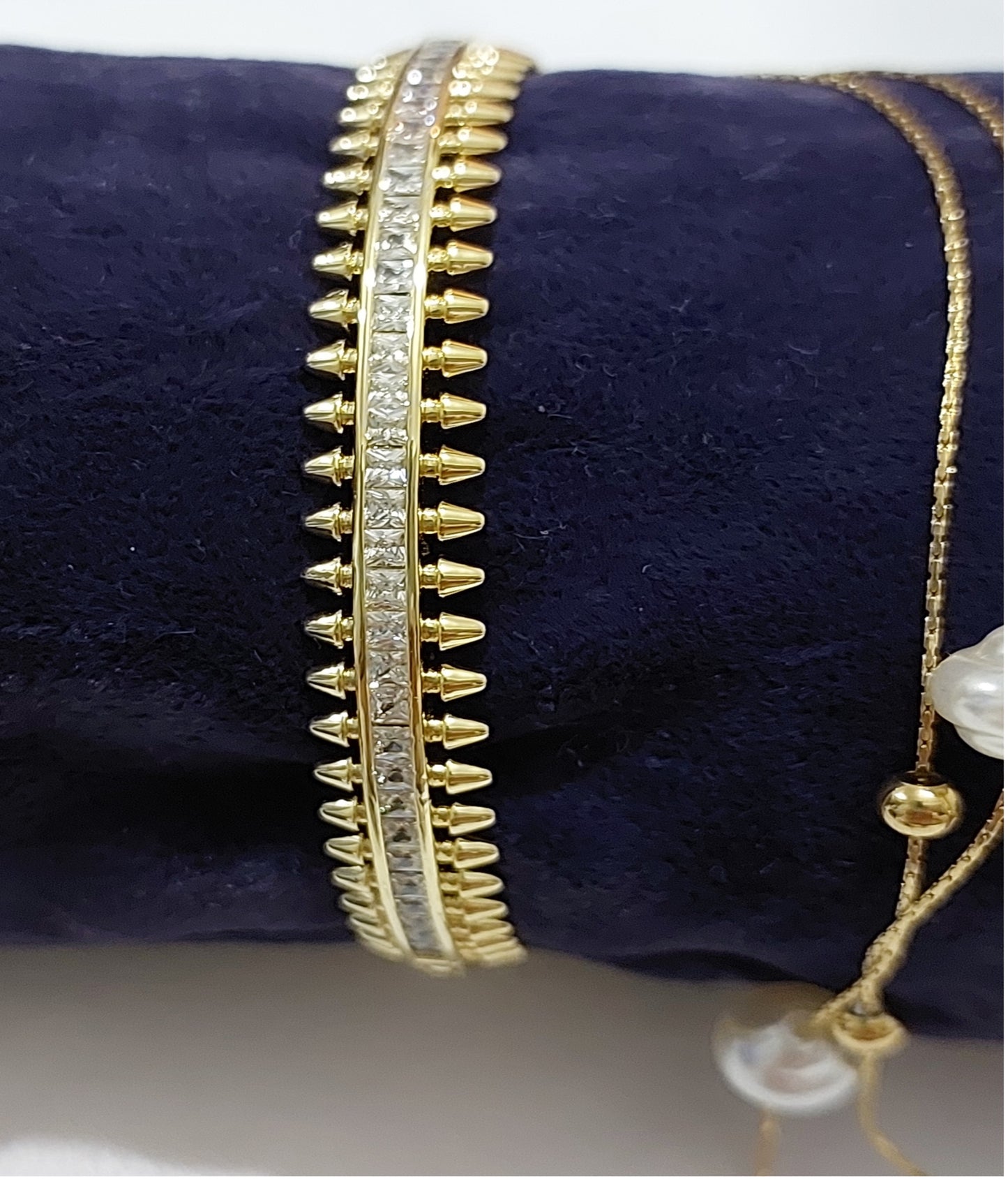 Great Gift Jewelry Set 4 pcs Ring Bracelet Necklace Pearl Designer Style Yellow Gold Color Cubic Zirconia