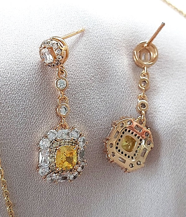 Great Gift Jewelry Set 4 pieces Bracelet Necklace Earrings Ring Bird Design Yellow Gold Colour Diamond Zircon Gift box
