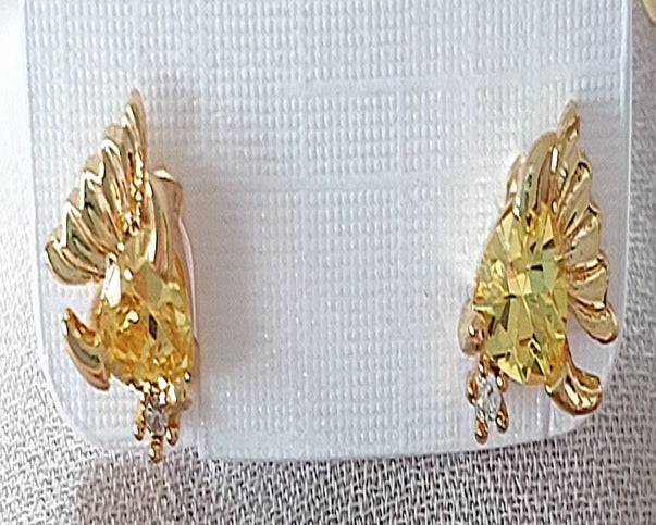 Great Gift Jewelry Set 4 pieces Bracelet Necklace Earrings Ring Bird Design Yellow Gold Colour Diamond Zircon Gift box