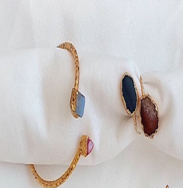 Jewelry Set Necklace Bracelet Earrings Ring 4 pieces Handmade Gemstones Multicolor Quartz Pearl Great Gift for Woman
