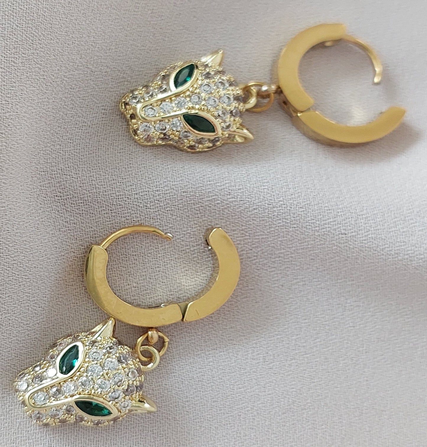 Jewelry Set 4 pieces Bracelet Necklace Earrings Ring Snake and Tiger Style Yellow Gold Color Diamond Zircon Great Gift box
