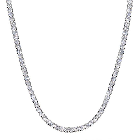 Tennis Necklace Unisex Diamond Zirconia Yellow Gold Color