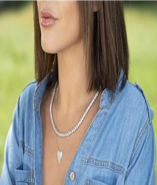 Tennis Necklace Unisex Diamond Zirconia Yellow Gold Color