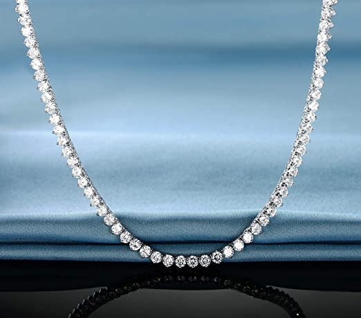 Necklace 5mm Tennis Diamond Zirconia White Gold Color