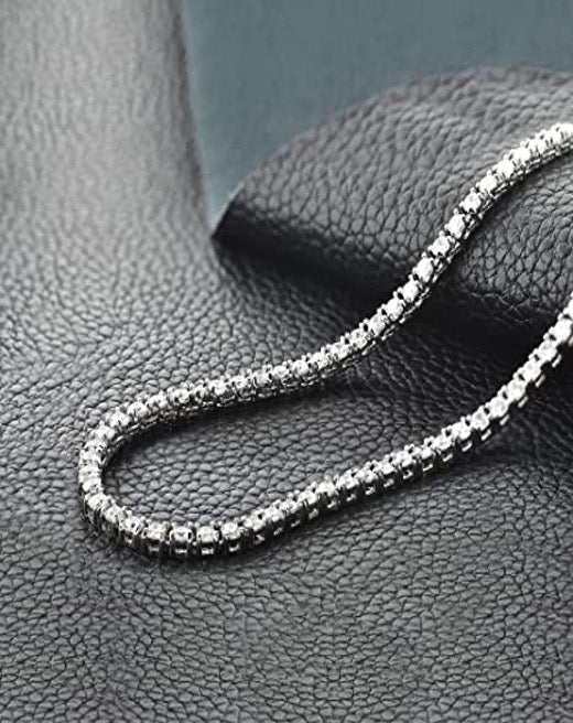 Necklace 5mm Tennis Diamond Zirconia White Gold Color