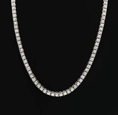 Necklace 5mm Tennis Diamond Zirconia White Gold Color