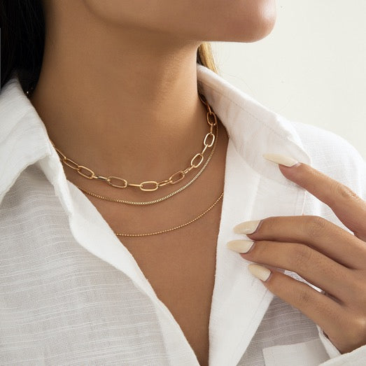 Necklace Geometric Cross Chain Stainless Steel Gold Color