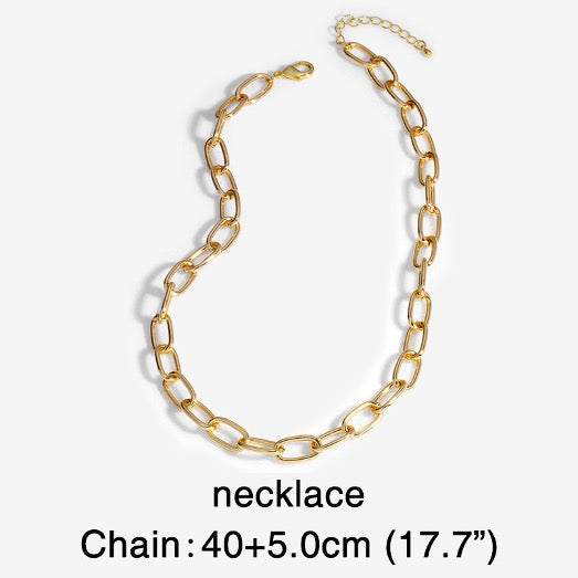Necklace Geometric Cross Chain Stainless Steel Gold Color