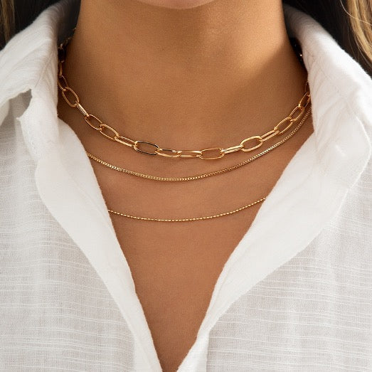 Necklace Geometric Cross Chain Stainless Steel Gold Color