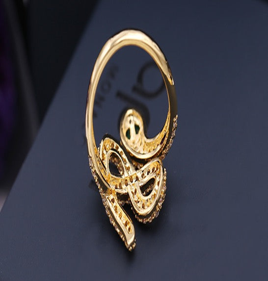 Ring Snake Emerald Eye Gold Color Zirconia 3AAA
