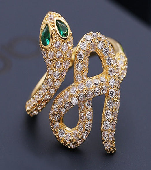 Ring Snake Emerald Eye Gold Color Zirconia 3AAA