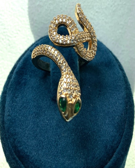 Ring Snake Emerald Eye Gold Color Zirconia 3AAA