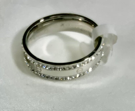 Ring Band White Gold Color Zircon 3AAA
