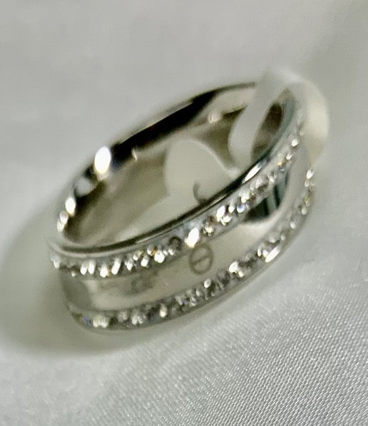 Ring Band White Gold Color Zircon 3AAA