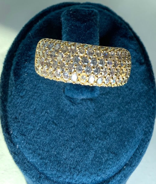 Great Gift Jewelry Set 4 pieces Bracelet Necklace Earrings Ring Semi Circles Design Yellow Gold White Diamond Zircon Gift box