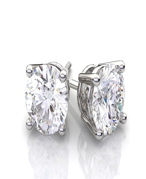 Earrings Stud Round Cut Zircon 5MM White gold