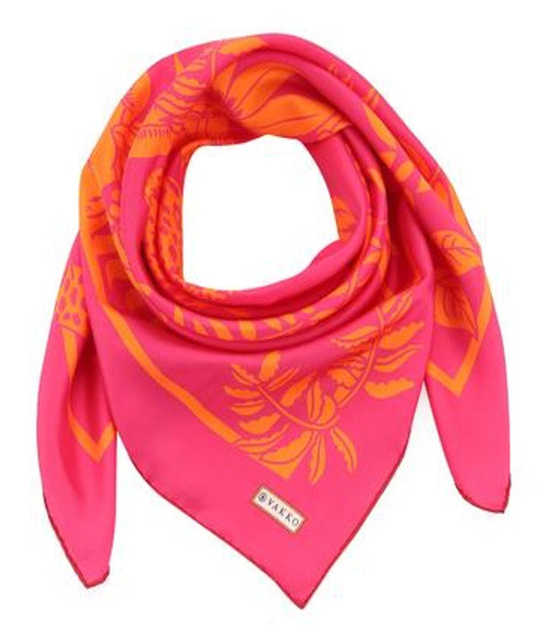 Woman 100% Silk Scarf Leopard design Fuchsia Orange Colours Hand rolled Edges Great Gift for Her in a box