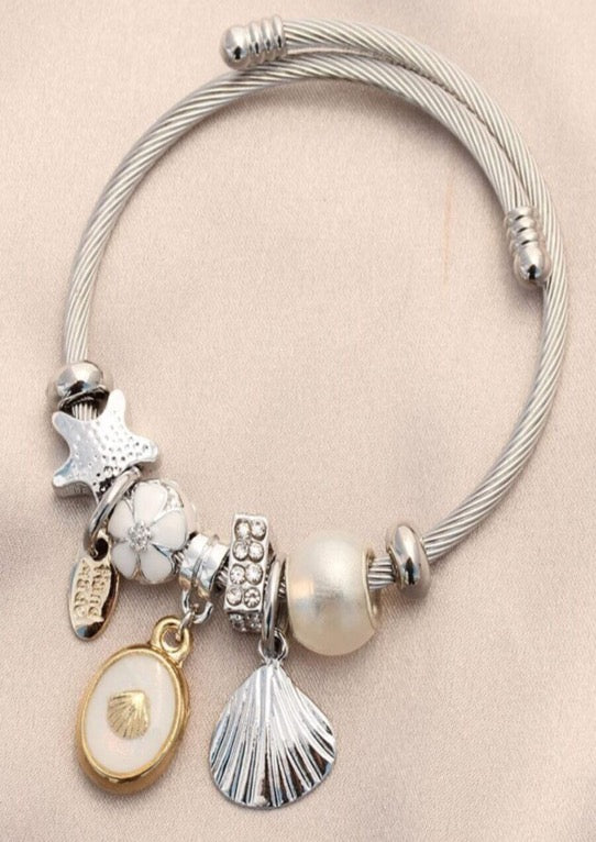 Bracelet Ajustable Pearl Ecru Color Zirconia Rhinestones