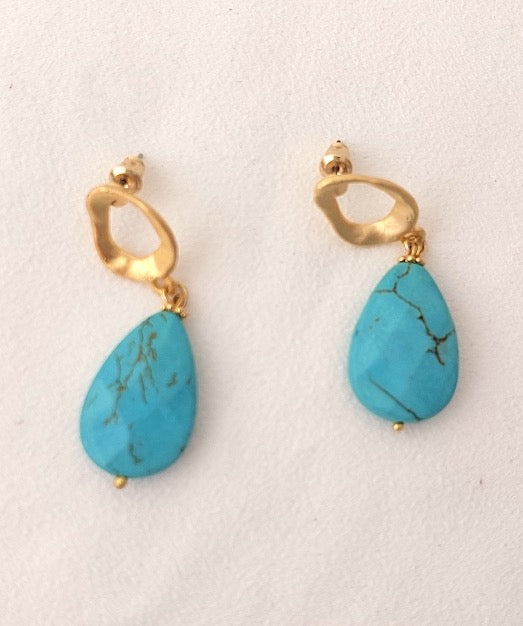 Jewelry Set Necklace Earrings Bracelet 3 pieces Handmade Gemstones Apatite Turquoise Amazonite Pearl Great for Gifts