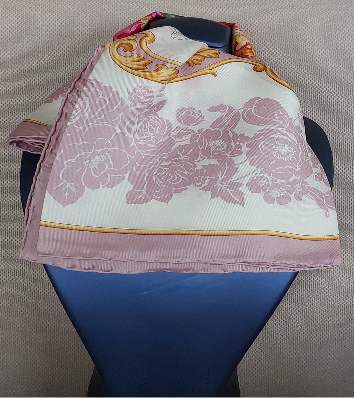 Woman Scarf 100% Silk Twill 90x90 “Flowers Bouquet” Design Pink Colours Hand-rolled Designer style Great Valentine's Gift for Her